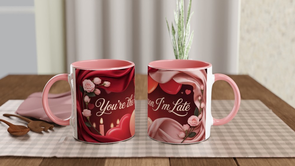 Valentines Mug | You're The Reason I'm Late | Funny Anniversary Gift for Boyfriend Girlfriend | Rude Romantic Present — view 6