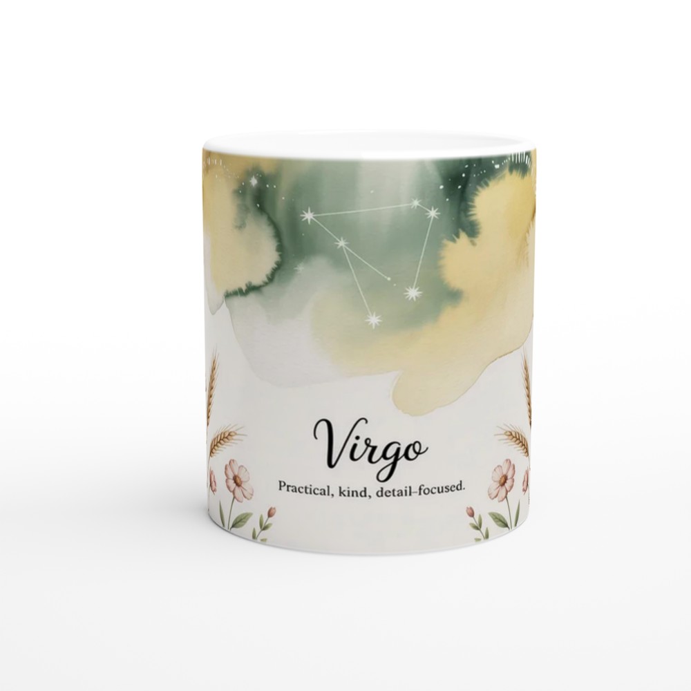Virgo Zodiac Mug | Astrology Birthday Gift for Her | Watercolor Constellation Coffee Cup | Best Friend Star Sign Present — view 11