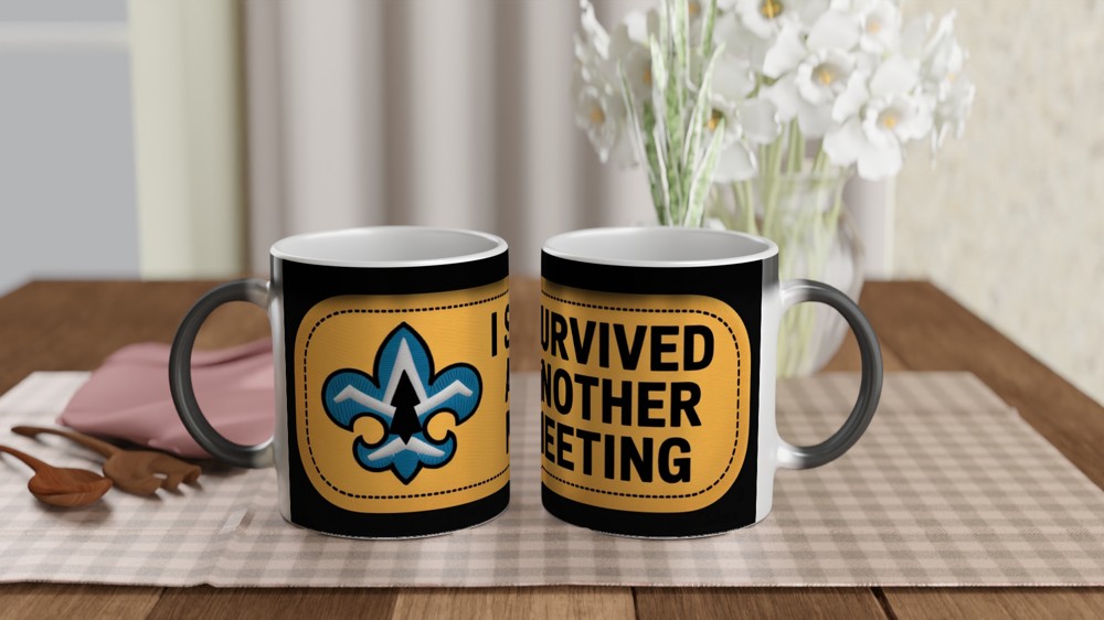 I Survived Another Meeting Mug | Funny Office Gift | Colleague Leaving Present | Retro Merit Badge Work Mug — view 3