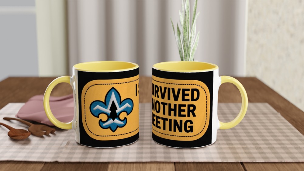 I Survived Another Meeting Mug | Funny Office Gift | Colleague Leaving Present | Retro Merit Badge Work Mug — view 8