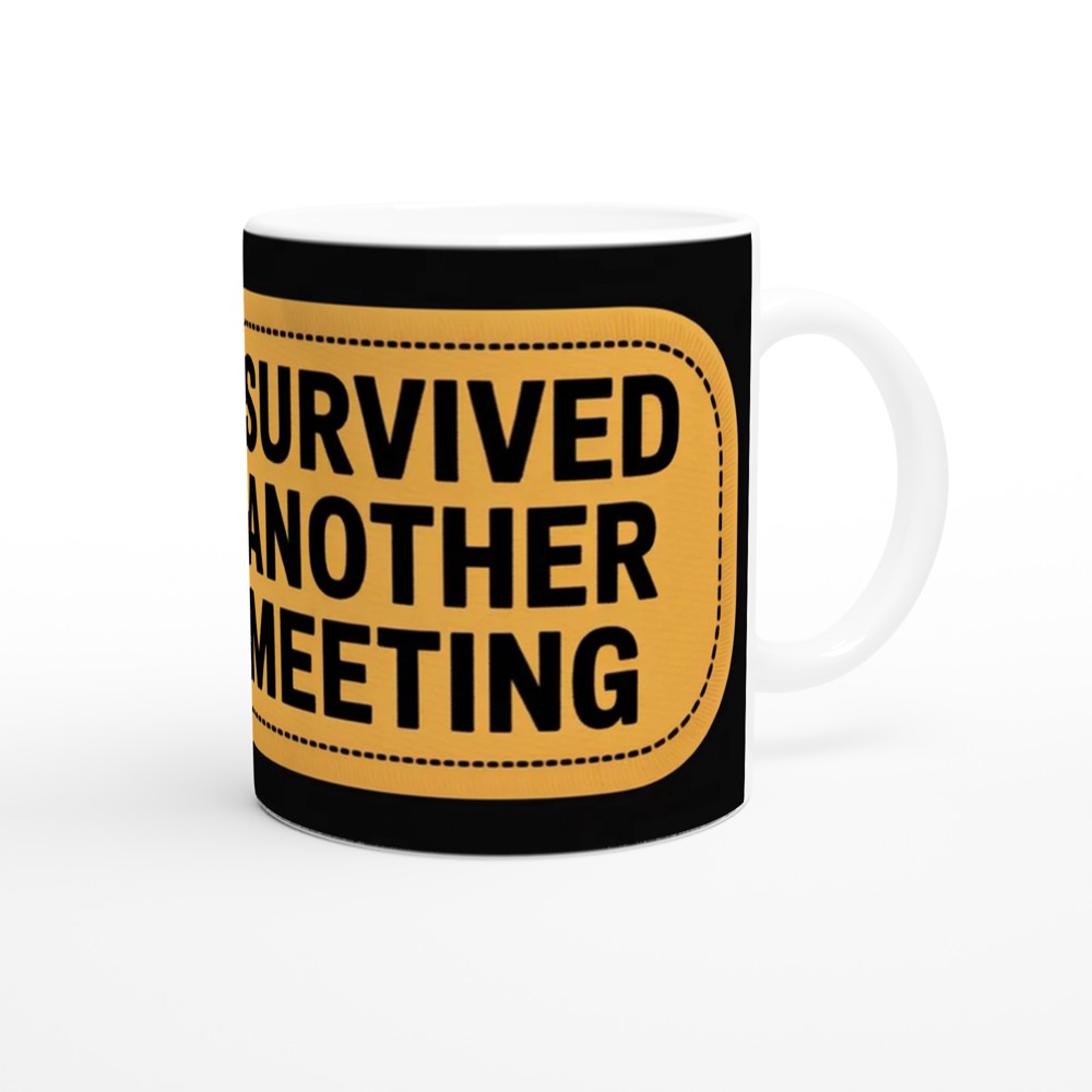 I Survived Another Meeting Mug | Funny Office Gift | Colleague Leaving Present | Retro Merit Badge Work Mug — view 12