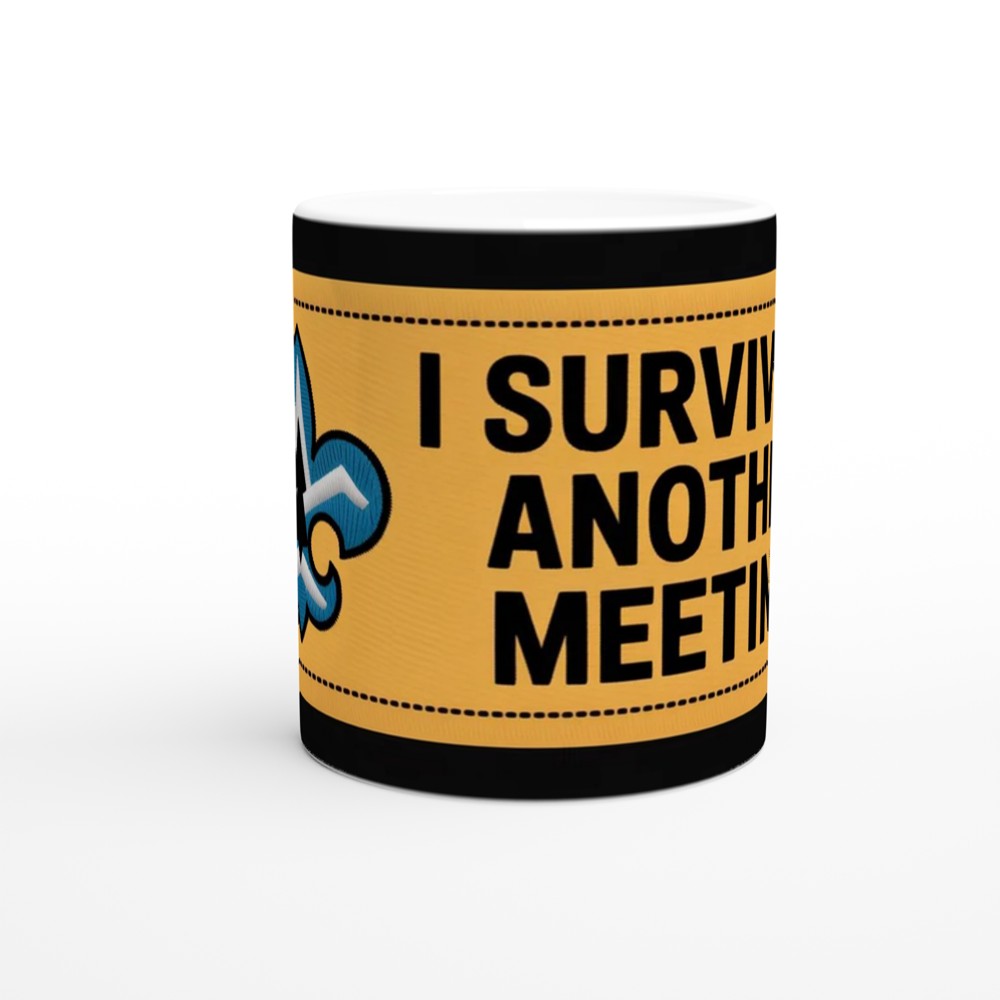 I Survived Another Meeting Mug | Funny Office Gift | Colleague Leaving Present | Retro Merit Badge Work Mug — view 11