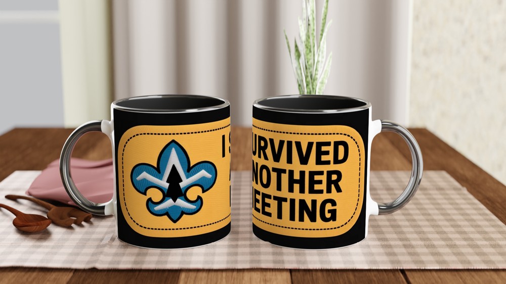 I Survived Another Meeting Mug | Funny Office Gift | Colleague Leaving Present | Retro Merit Badge Work Mug — view 9
