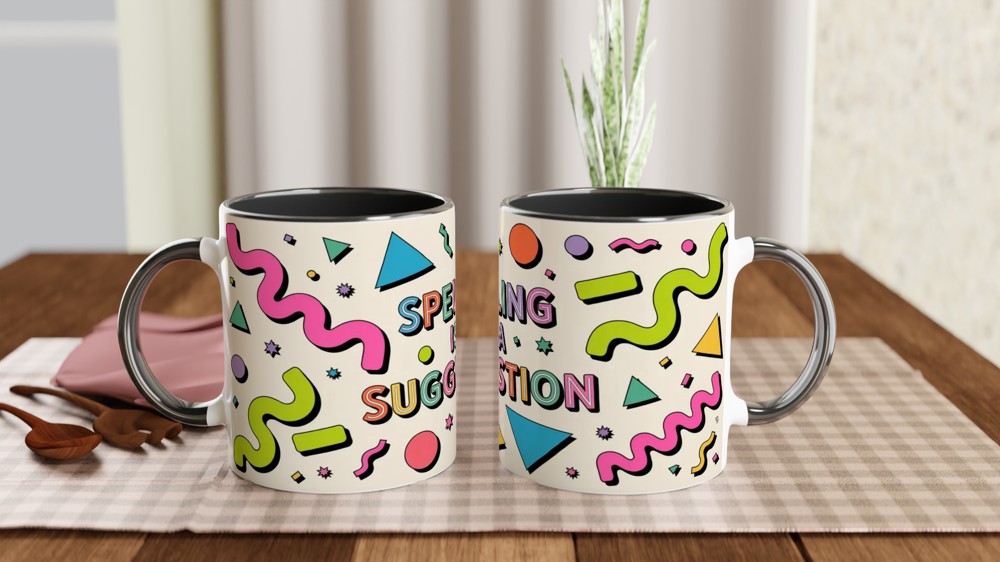 Spelling Is A Suggestion - Retro 90s Style Funny Mug — view 9