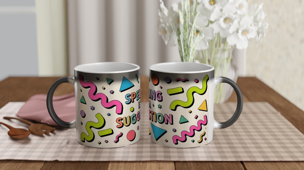 Spelling Is A Suggestion - Retro 90s Style Funny Mug — view 3
