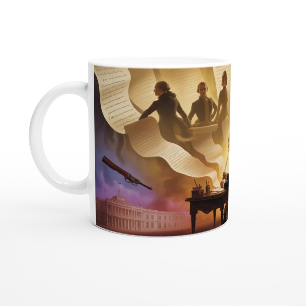 Founding Fathers Writing the Constitution Artistic Illustration Mug — view 10