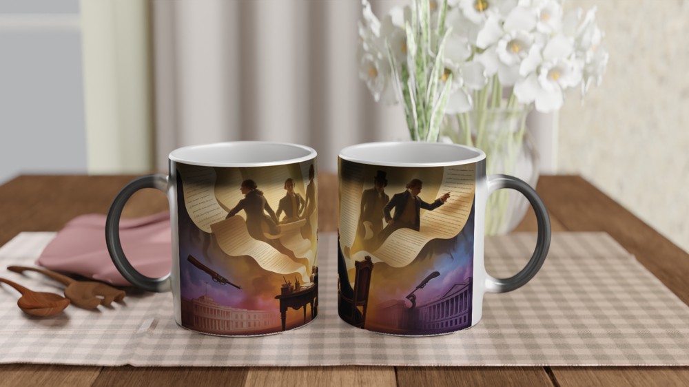 Founding Fathers Writing the Constitution Artistic Illustration Mug — view 3