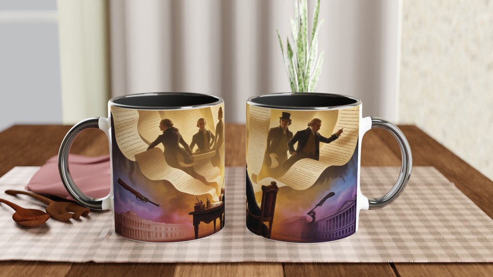 Founding Fathers Writing the Constitution Artistic Illustration Mug — view 9