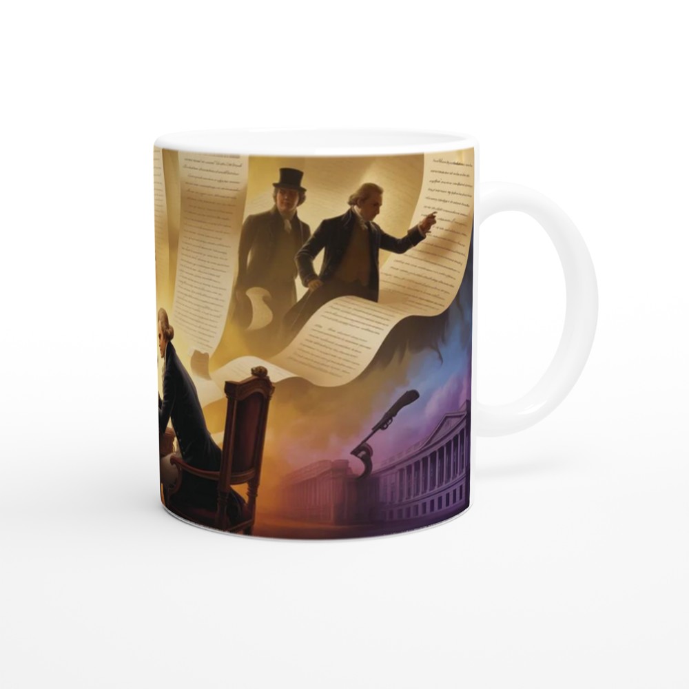 Founding Fathers Writing the Constitution Artistic Illustration Mug — view 12