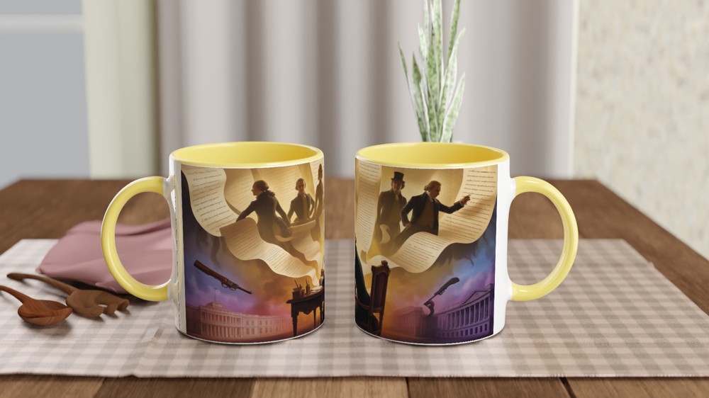 Founding Fathers Writing the Constitution Artistic Illustration Mug — view 8