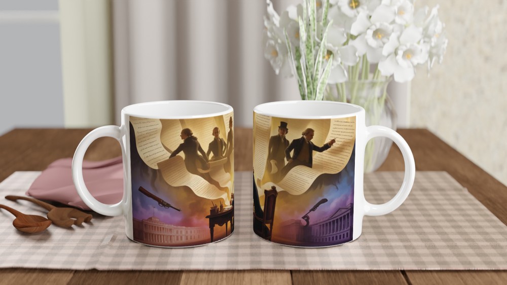 Founding Fathers Writing the Constitution Artistic Illustration Mug