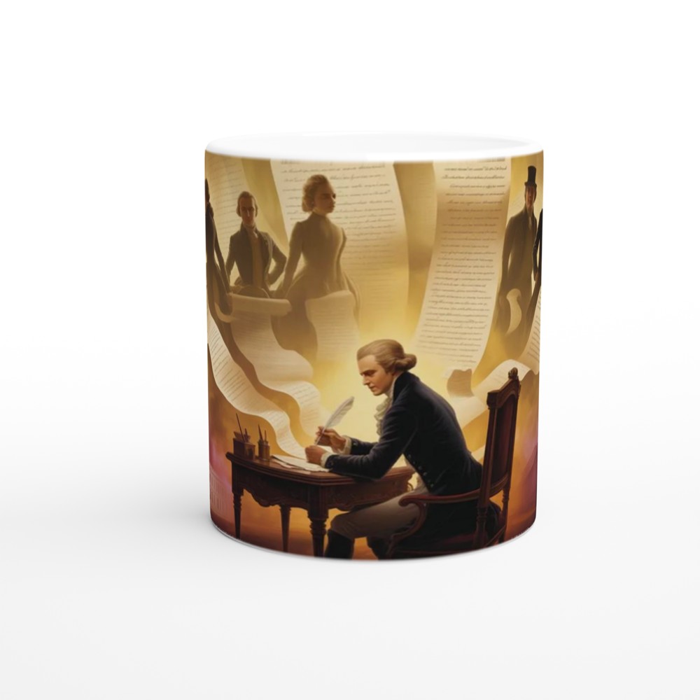 Founding Fathers Writing the Constitution Artistic Illustration Mug — view 11