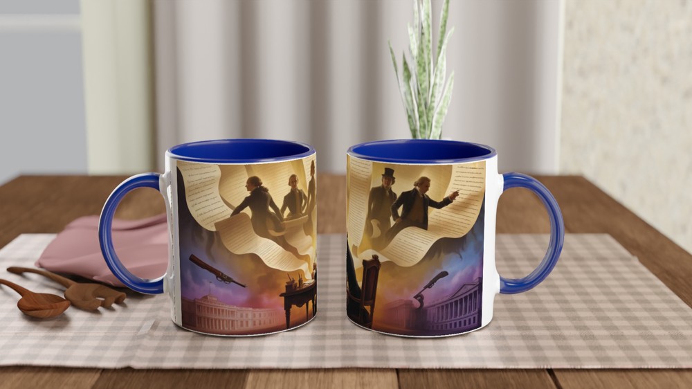 Founding Fathers Writing the Constitution Artistic Illustration Mug — view 4