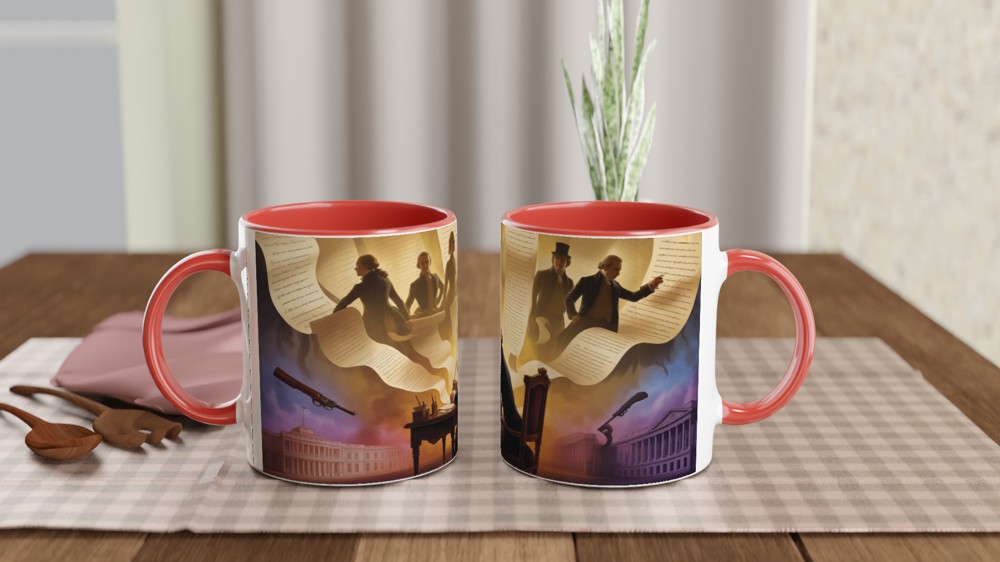 Founding Fathers Writing the Constitution Artistic Illustration Mug — view 7