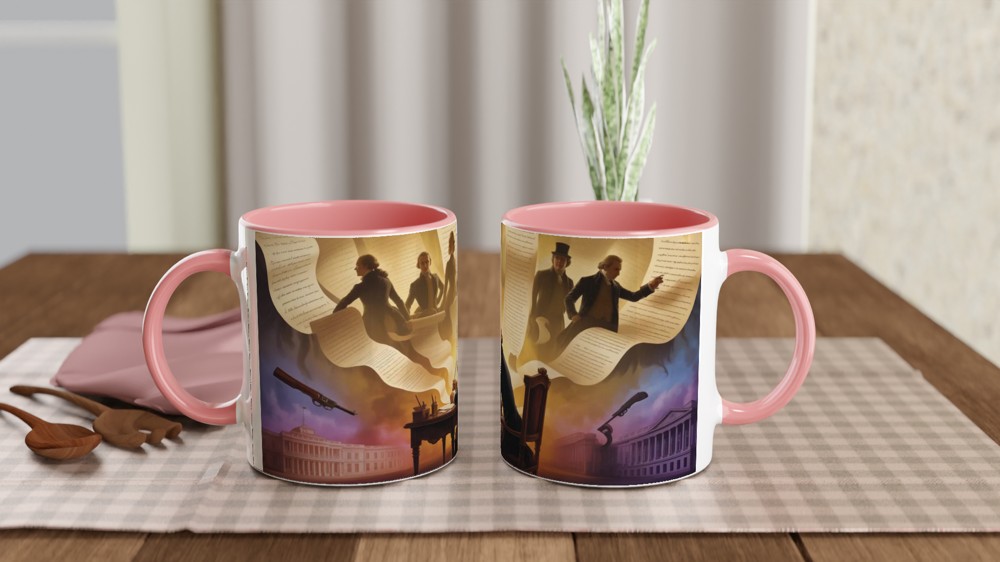 Founding Fathers Writing the Constitution Artistic Illustration Mug — view 6