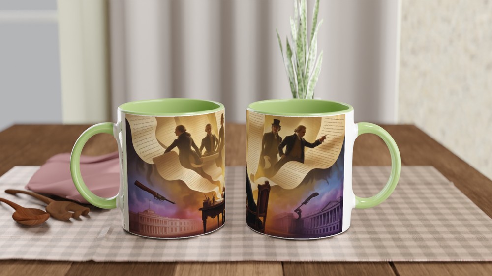 Founding Fathers Writing the Constitution Artistic Illustration Mug — view 5