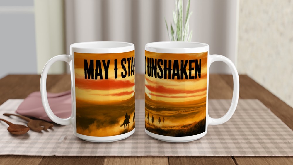 Red Dead Redemption Mug | May I Stand Unshaken Quote | Gamer Gift for Him | Cowboy Sunset Gaming Mug — view 2