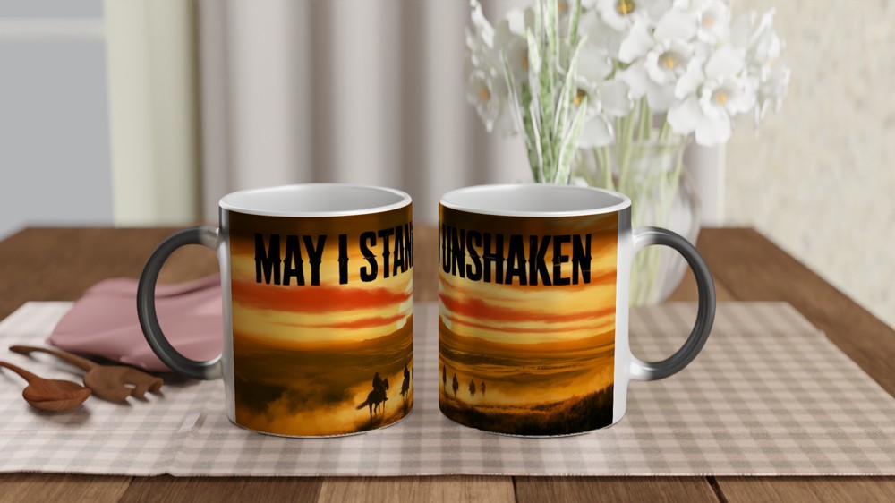 Red Dead Redemption Mug | May I Stand Unshaken Quote | Gamer Gift for Him | Cowboy Sunset Gaming Mug — view 3