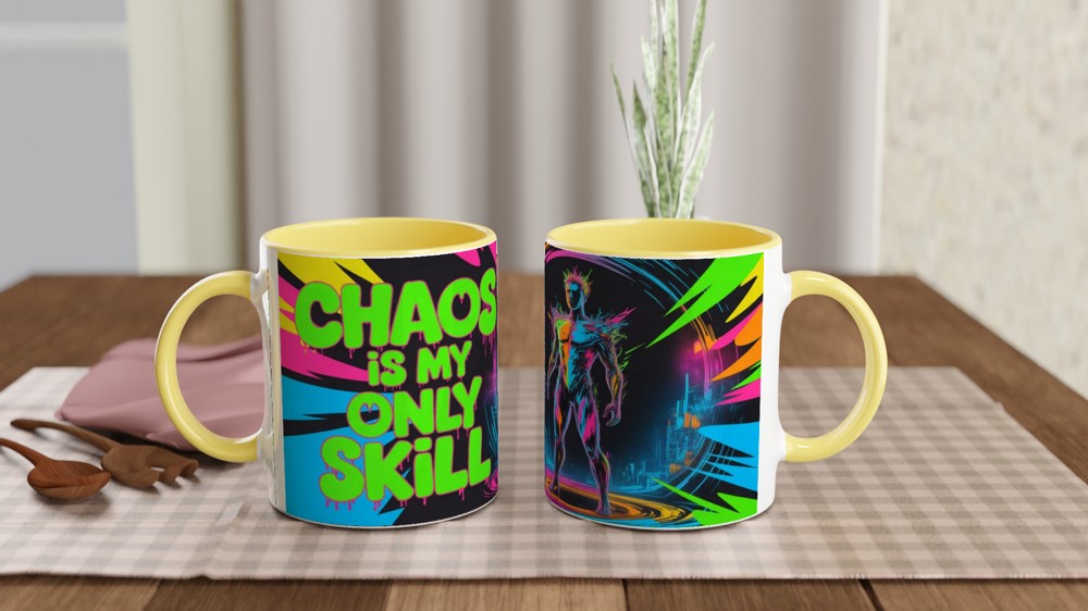Chaos Is My Only Skill Neon Cyberpunk Mug — view 8