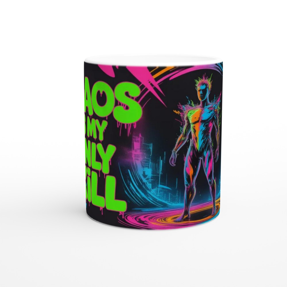 Chaos Is My Only Skill Neon Cyberpunk Mug — view 11