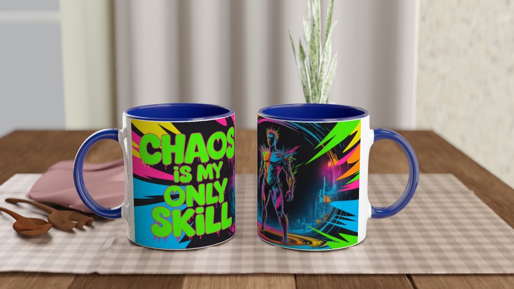 Chaos Is My Only Skill Neon Cyberpunk Mug — view 4