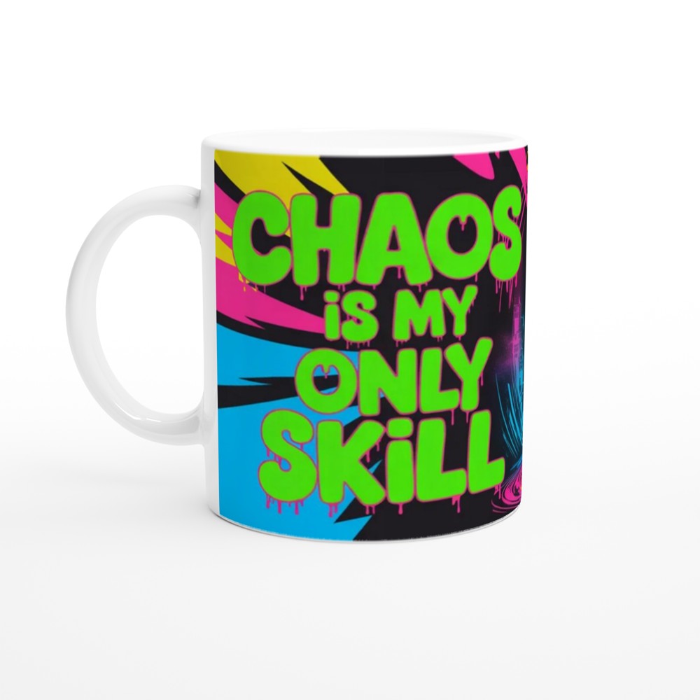 Chaos Is My Only Skill Neon Cyberpunk Mug — view 10