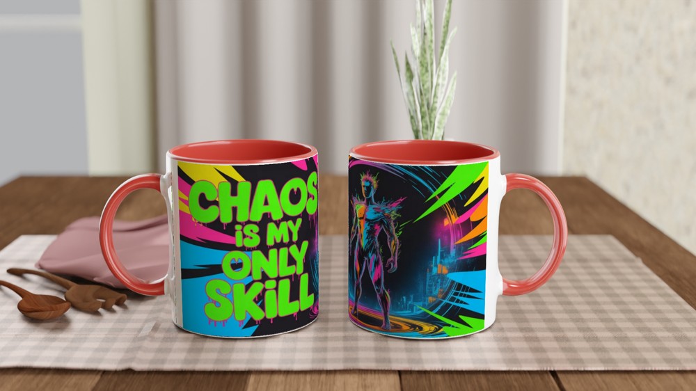 Chaos Is My Only Skill Neon Cyberpunk Mug — view 7