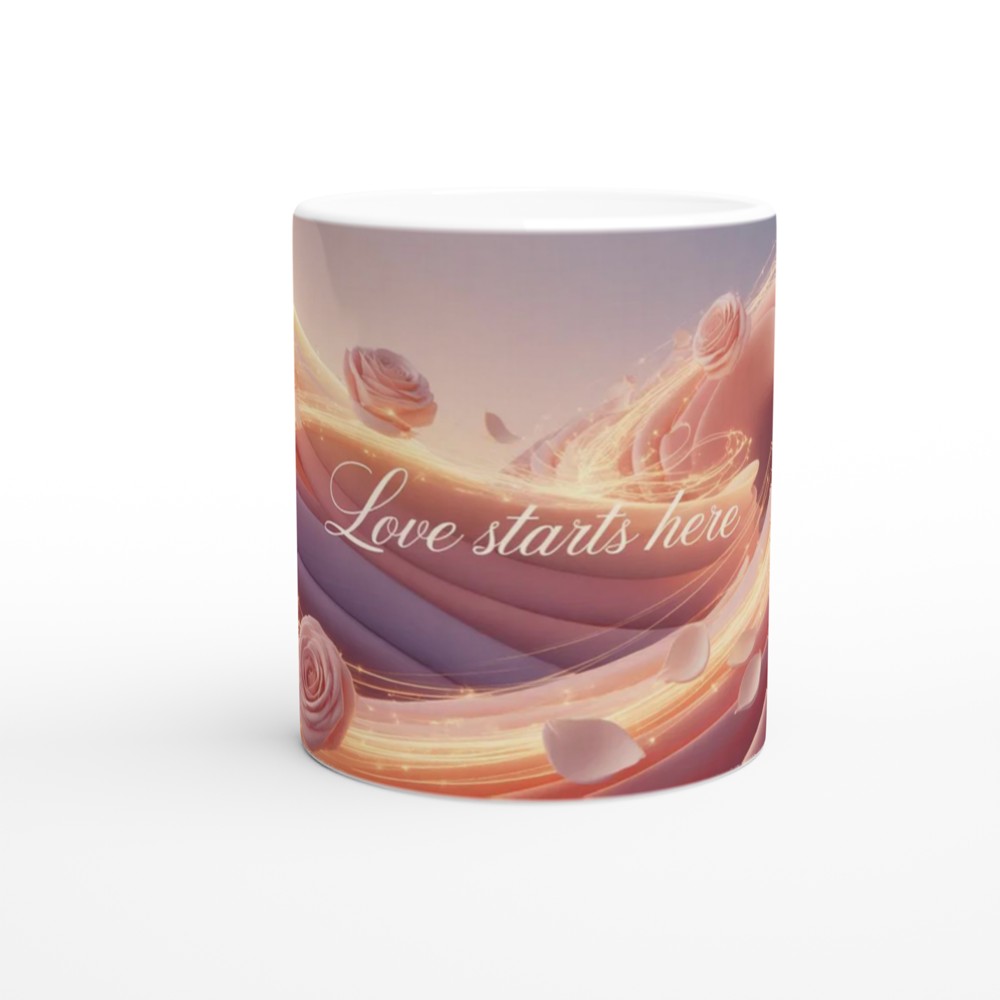 Love Starts Here – Romantic Pink Roses Mug — view 11