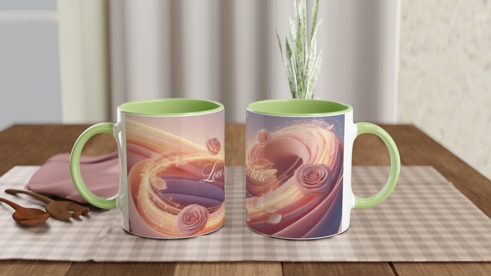 Love Starts Here – Romantic Pink Roses Mug — view 5