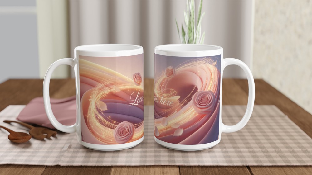 Love Starts Here – Romantic Pink Roses Mug — view 2