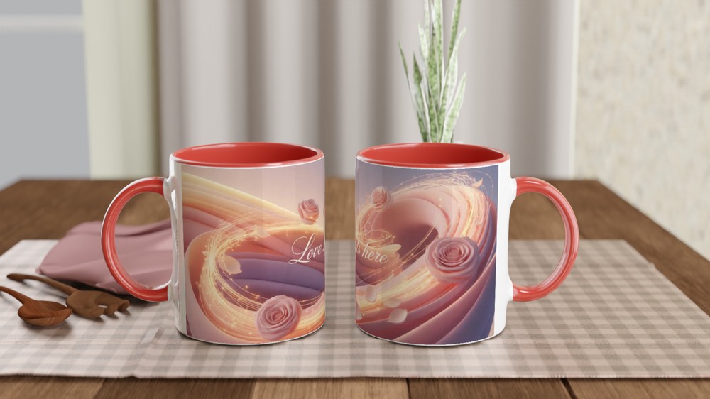 Love Starts Here – Romantic Pink Roses Mug — view 7