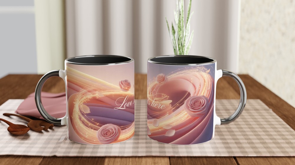 Love Starts Here – Romantic Pink Roses Mug — view 9