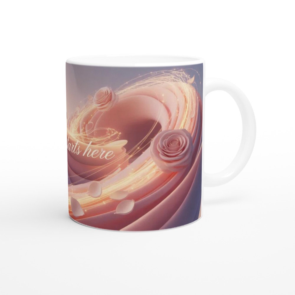 Love Starts Here – Romantic Pink Roses Mug — view 12