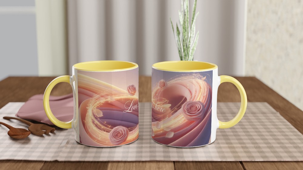 Love Starts Here – Romantic Pink Roses Mug — view 8