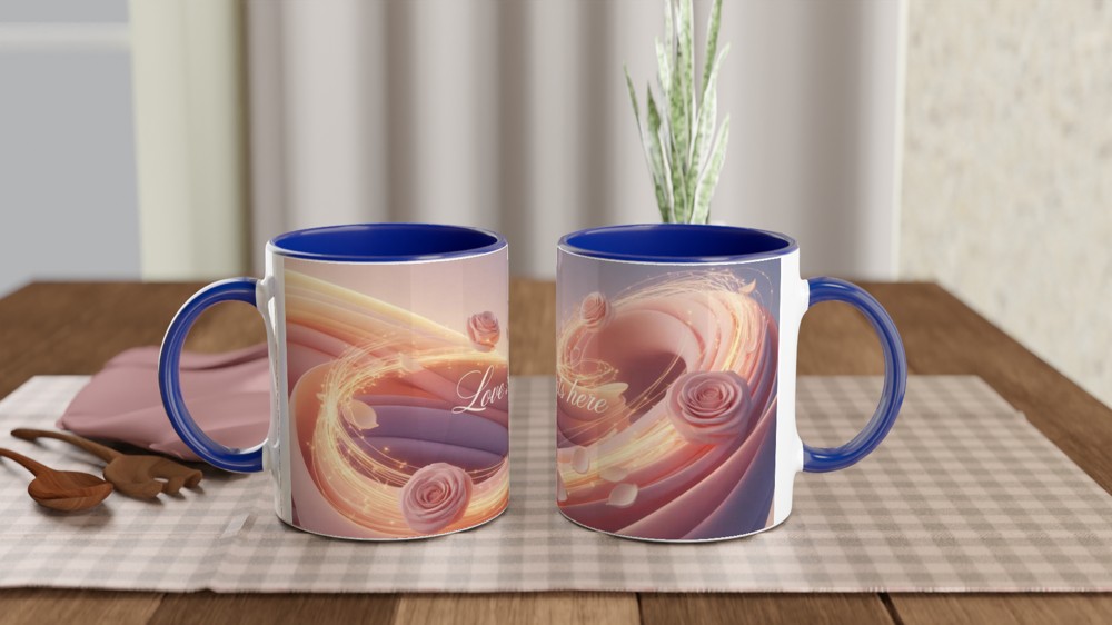 Love Starts Here – Romantic Pink Roses Mug — view 4
