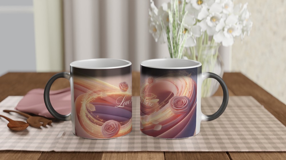 Love Starts Here – Romantic Pink Roses Mug — view 3