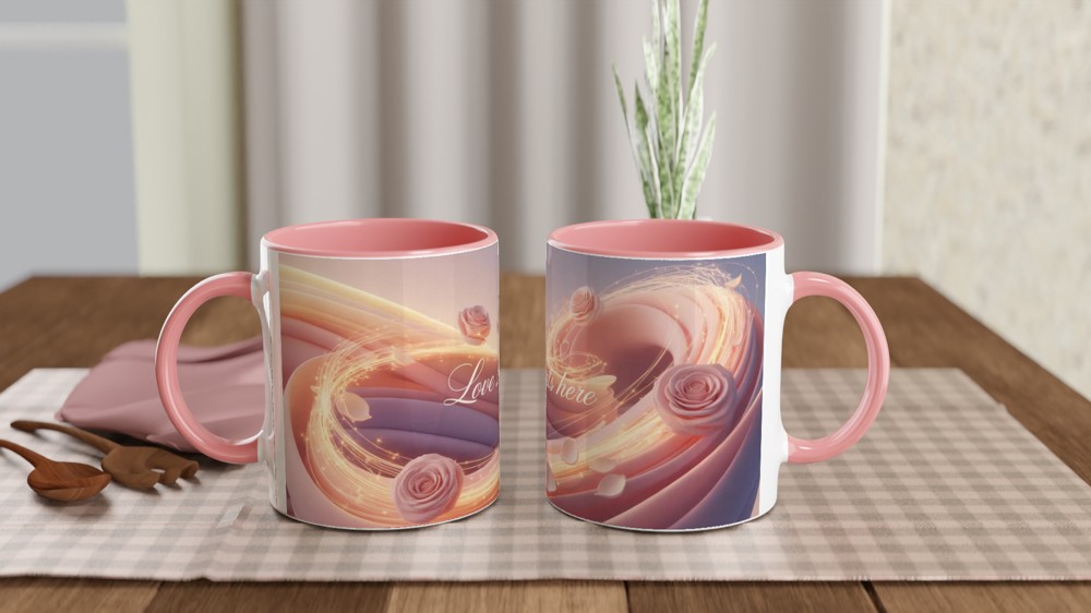Love Starts Here – Romantic Pink Roses Mug — view 6