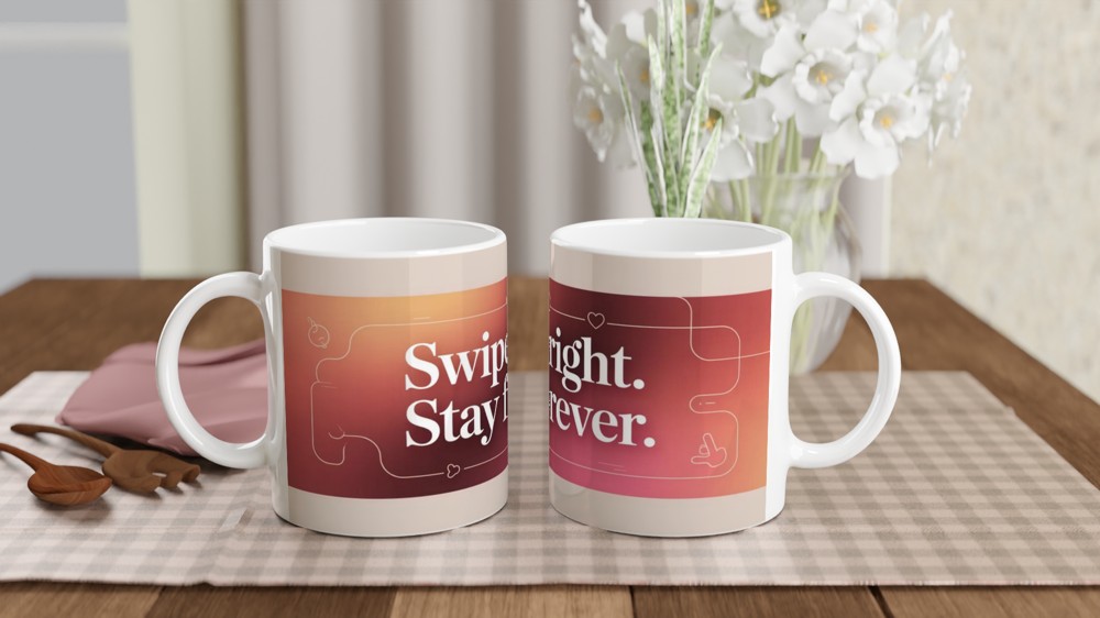 Swipe Right Stay Forever - Romantic Dating Mug