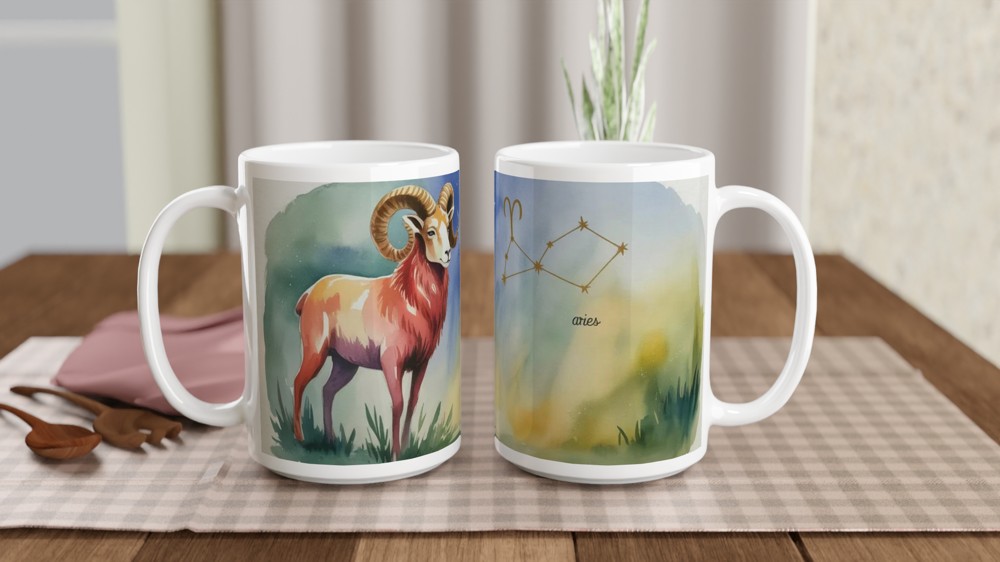 Aries Mug | Zodiac Ram Astrology Gift | Celestial Birthday Present for Her and Him — view 2