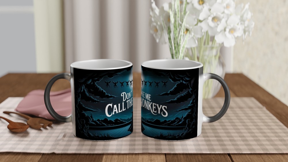 Wicked Winged Monkeys Mug | Musical Theatre Gift | West End Show Present | Silhouette Flying Monkey Mug — view 3