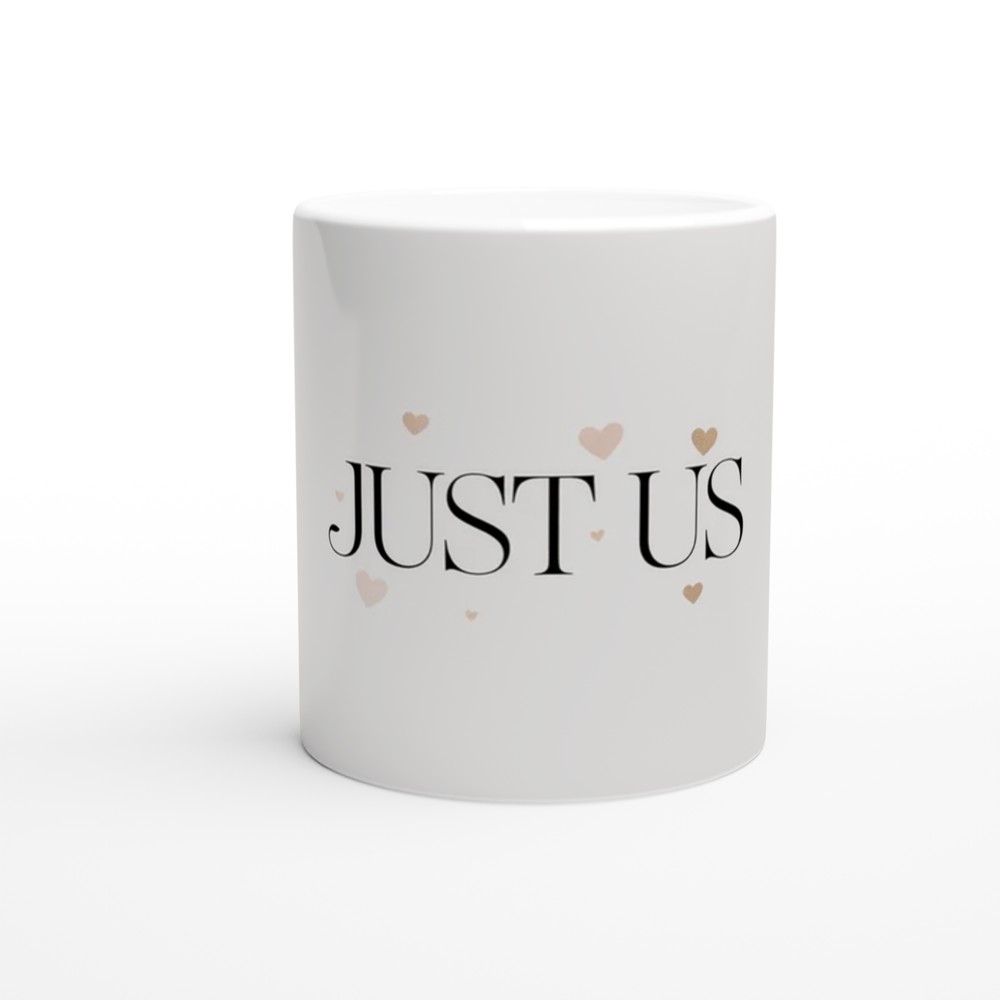 Just Us Romantic Mug | Minimalist Heart Anniversary Gift | Valentine's Day Present for Couples | Cute Ceramic Coffee Cup — view 11