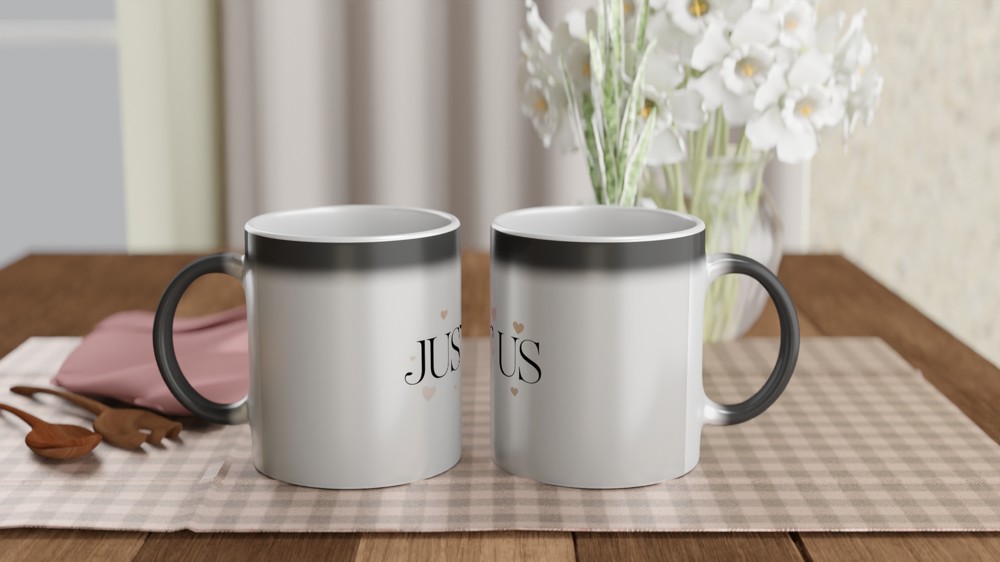 Just Us Romantic Mug | Minimalist Heart Anniversary Gift | Valentine's Day Present for Couples | Cute Ceramic Coffee Cup — view 3