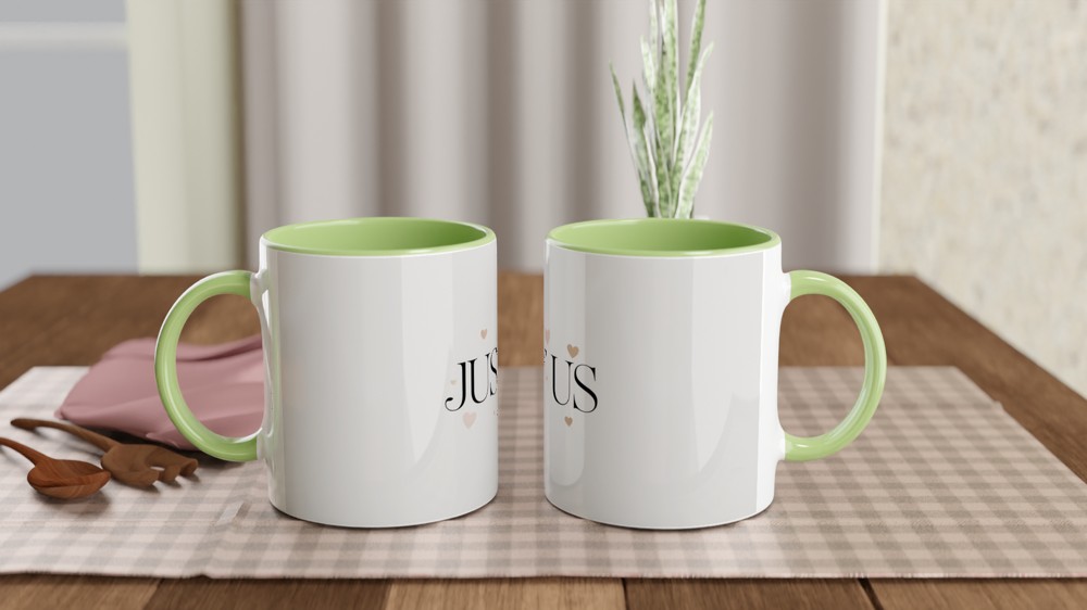 Just Us Romantic Mug | Minimalist Heart Anniversary Gift | Valentine's Day Present for Couples | Cute Ceramic Coffee Cup — view 5