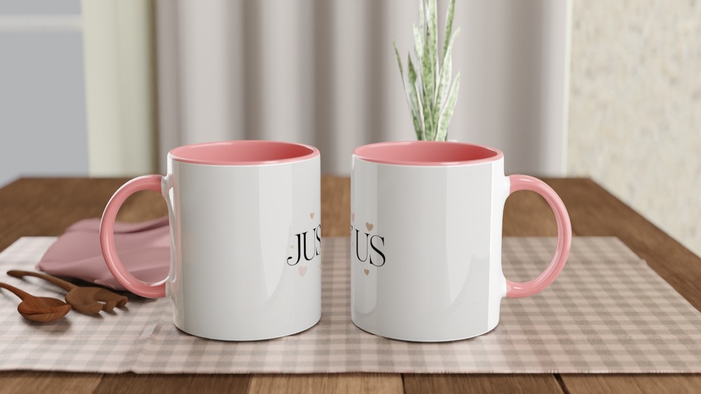 Just Us Romantic Mug | Minimalist Heart Anniversary Gift | Valentine's Day Present for Couples | Cute Ceramic Coffee Cup — view 6