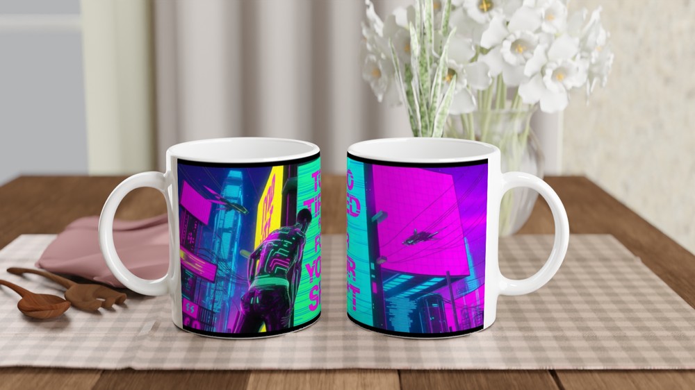 Too Tired For Your Sh*t Cyberpunk Neon Mug