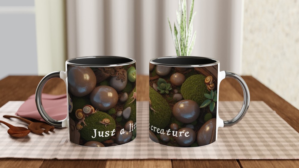 Just a Little Creature - Cute Axolotl and Snails Mossy Scene Mug — view 9