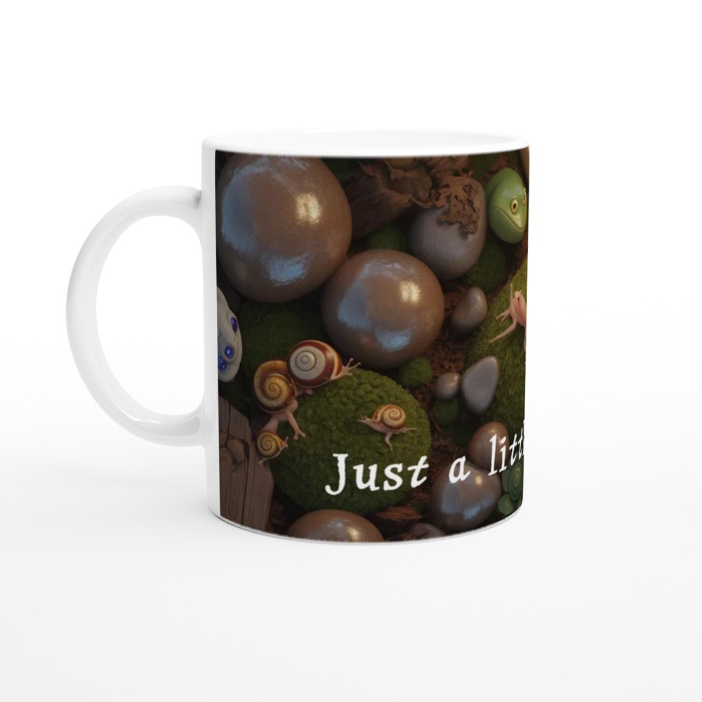 Just a Little Creature - Cute Axolotl and Snails Mossy Scene Mug — view 10