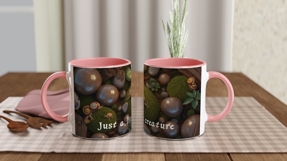 Just a Little Creature - Cute Axolotl and Snails Mossy Scene Mug — view 6