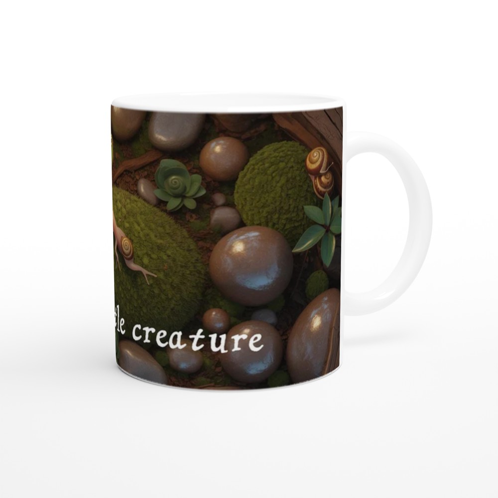 Just a Little Creature - Cute Axolotl and Snails Mossy Scene Mug — view 12