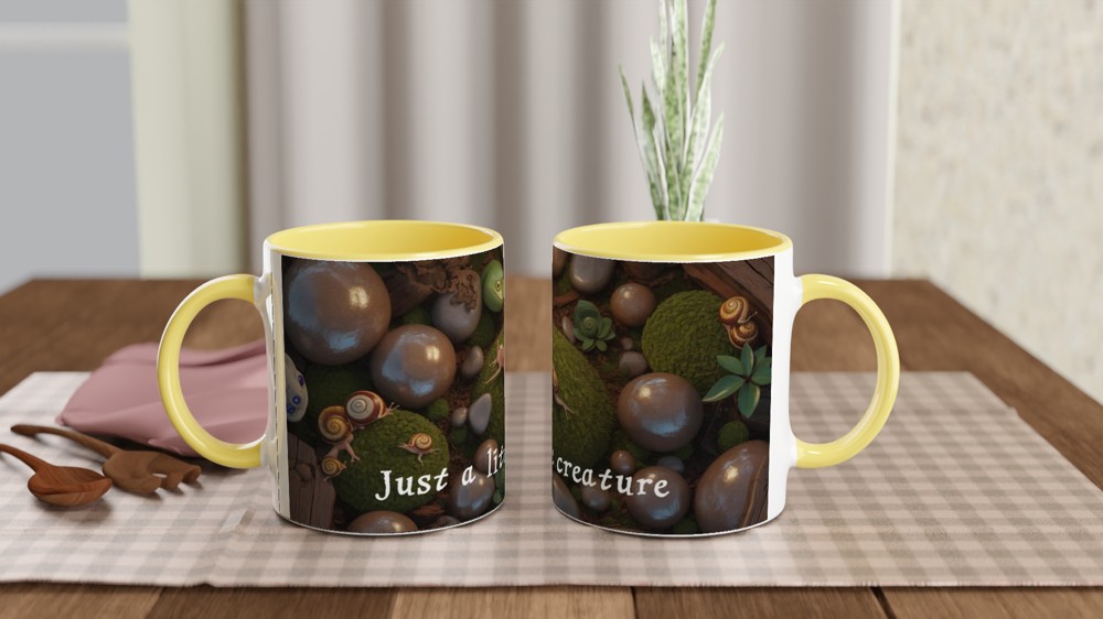Just a Little Creature - Cute Axolotl and Snails Mossy Scene Mug — view 8